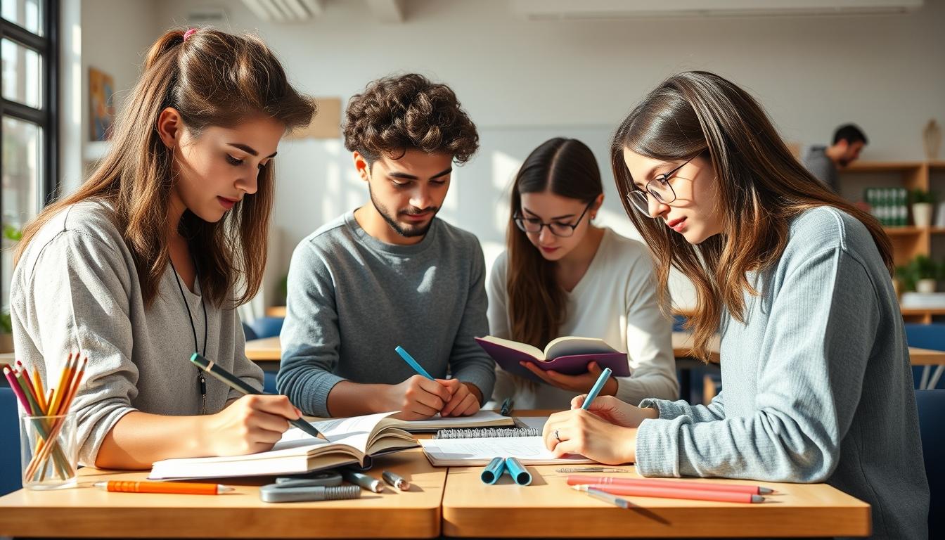 Learners collaborating in a contemporary classroom
