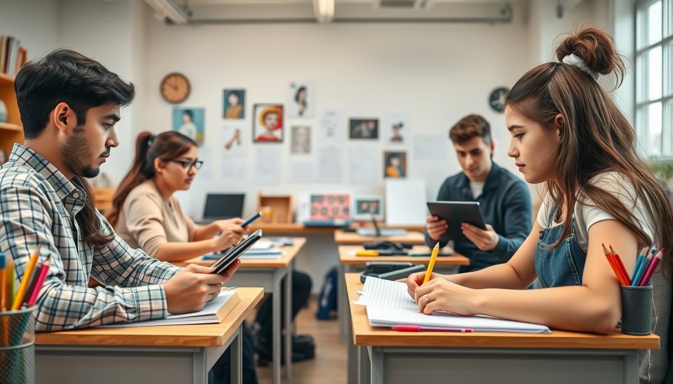 Students collaborating in study space